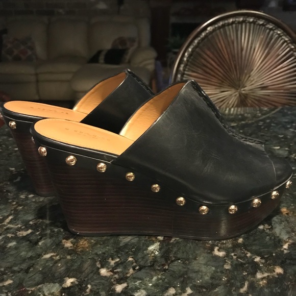 Coach Leather Wedge Sandals - Picture 1 of 5