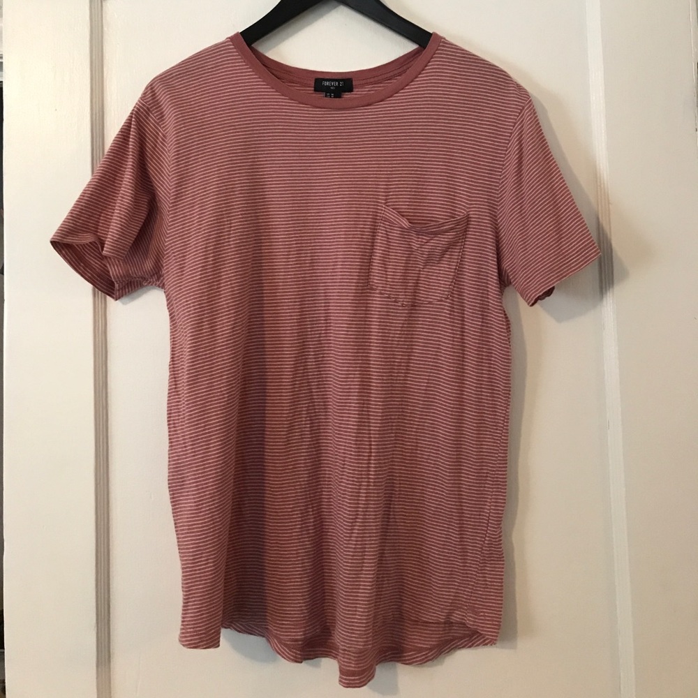 Forever 21 men's Muave and white striped tee