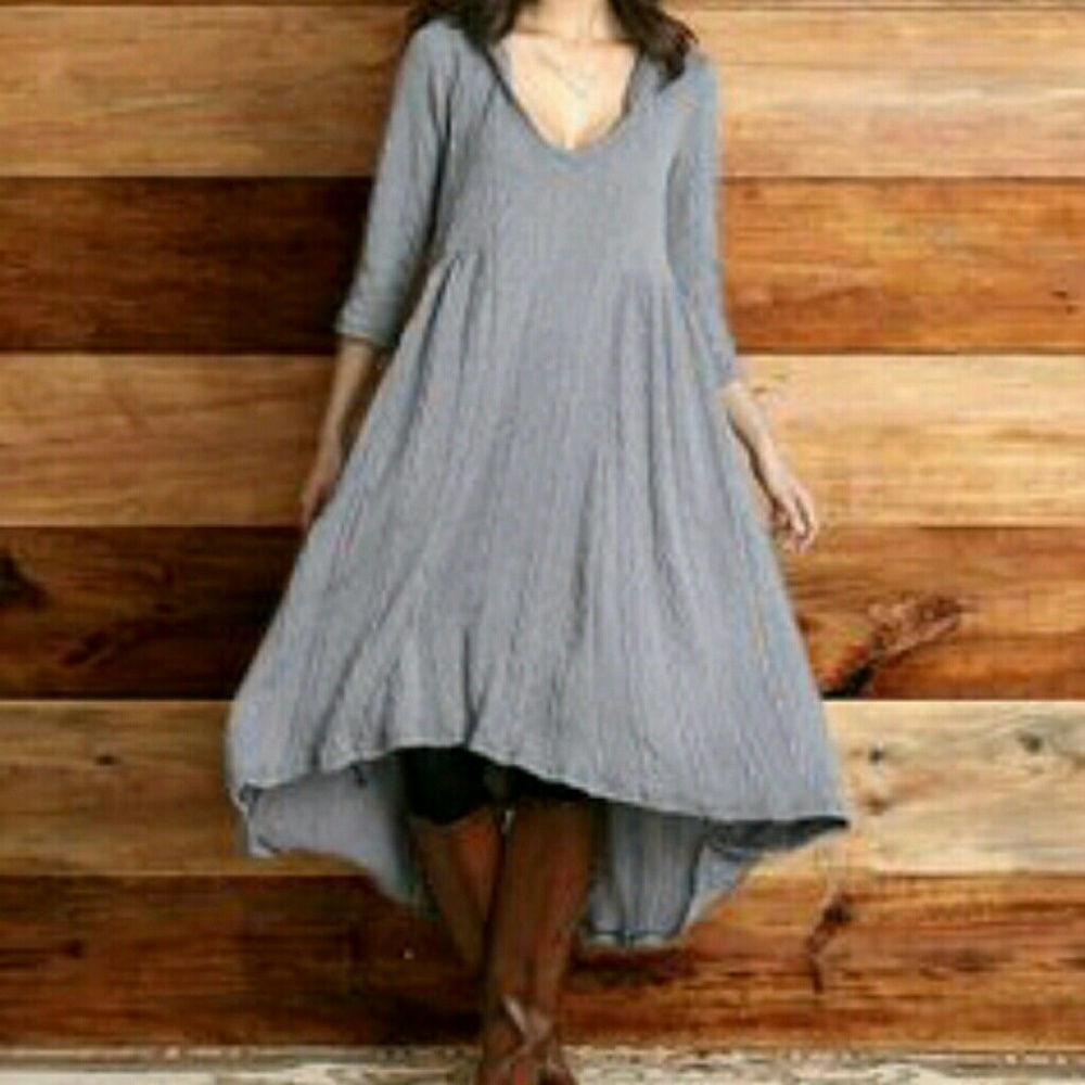 Knit gray hooded dress