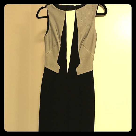 Karen Millen Black and White Pencil Dress Size 4 - Picture 1 of 3