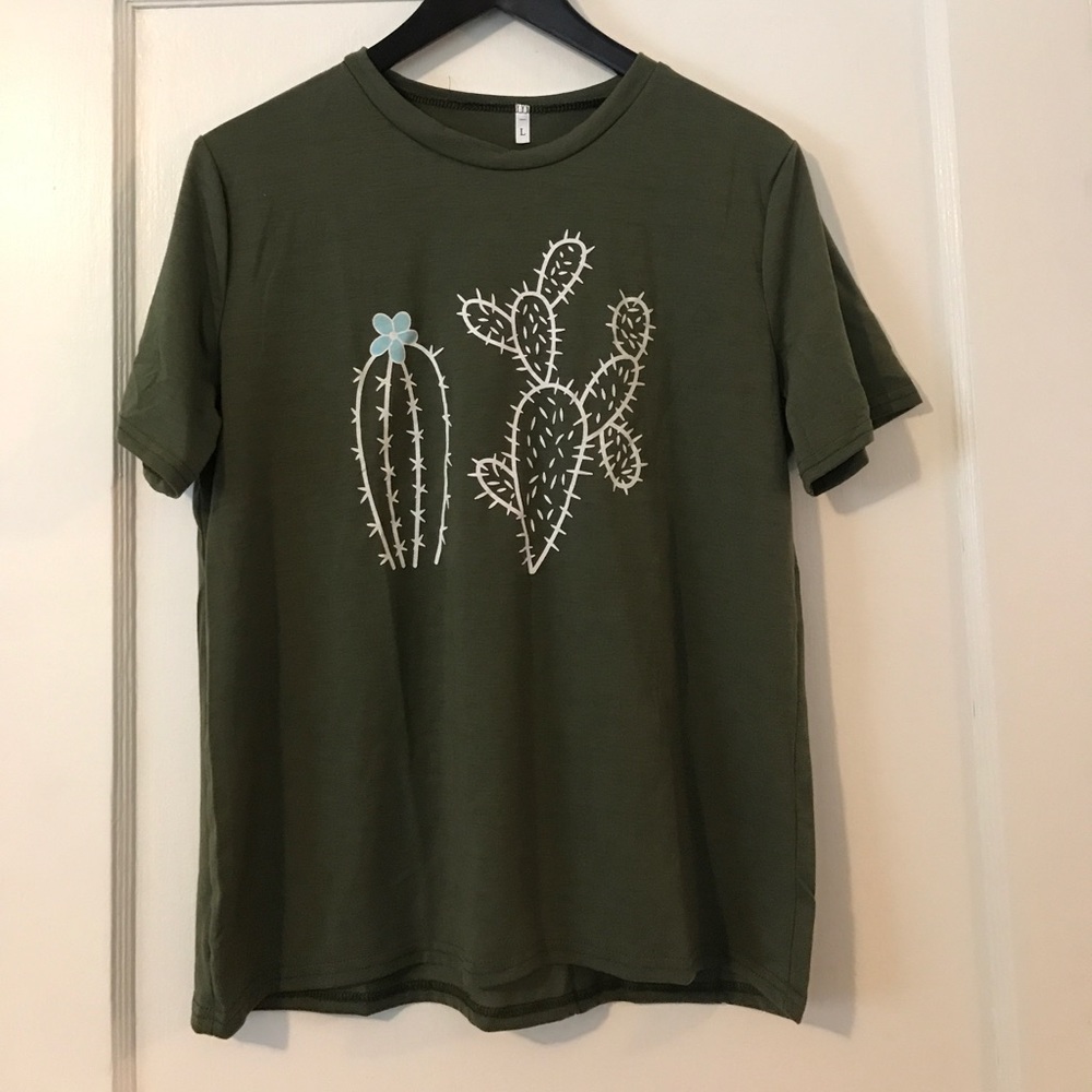Olive green cactus tee