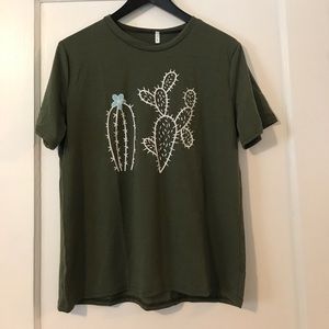 Olive green cactus tee