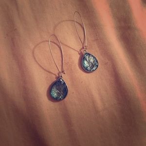 Beautiful aqua hoop hook back earrings