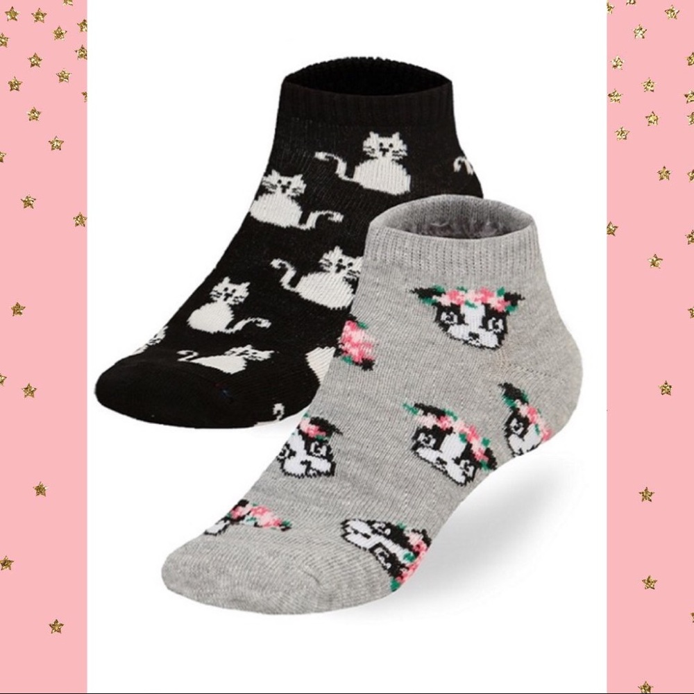 ✨ NWT✨ Animal Cotton Ankle Socks - Cat, Bulldog
