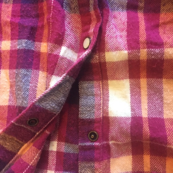Maroon orange pearl snap button up flannel - Picture 4 of 6