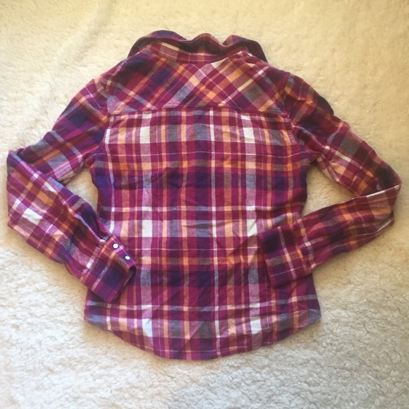 Maroon orange pearl snap button up flannel - Picture 6 of 6