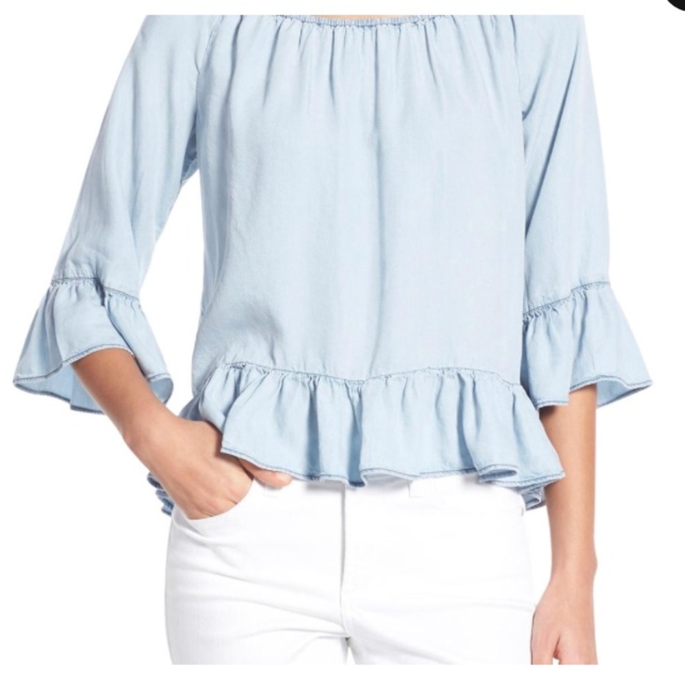 Sanctuary Off the Shoulder Chambray