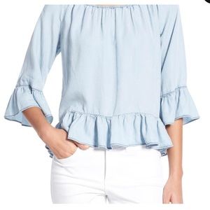 Sanctuary Off the Shoulder Chambray
