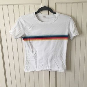BRANDY MELVILLE RAINBOW STRIPE CROPPED TSHIRT