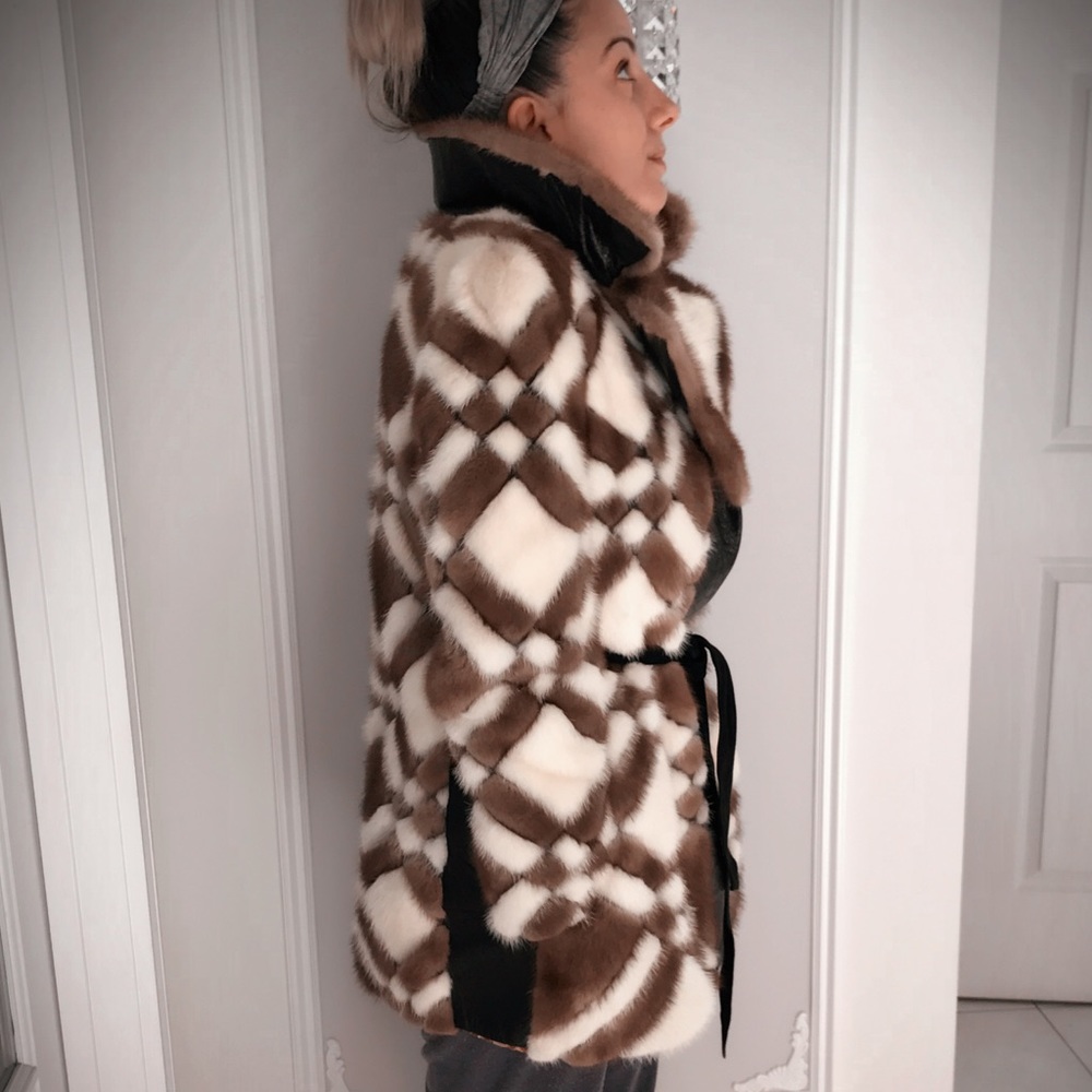 Vintage 1975 Mink & Leather Custom Coat - Picture 5 of 7