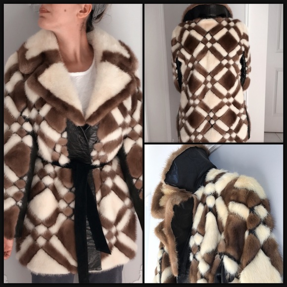 Vintage 1975 Mink & Leather Custom Coat - Picture 4 of 7