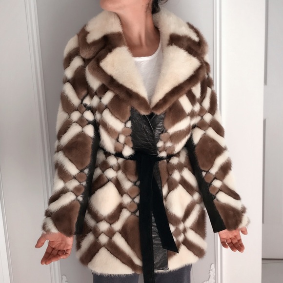 Vintage 1975 Mink & Leather Custom Coat - Picture 3 of 7
