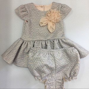 Pippa and Julie peach dress/bloomer set 3/6m NWOT