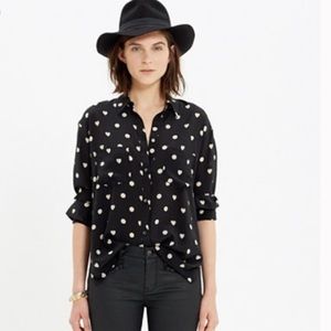 Madewell hearts and polka dots black shirt