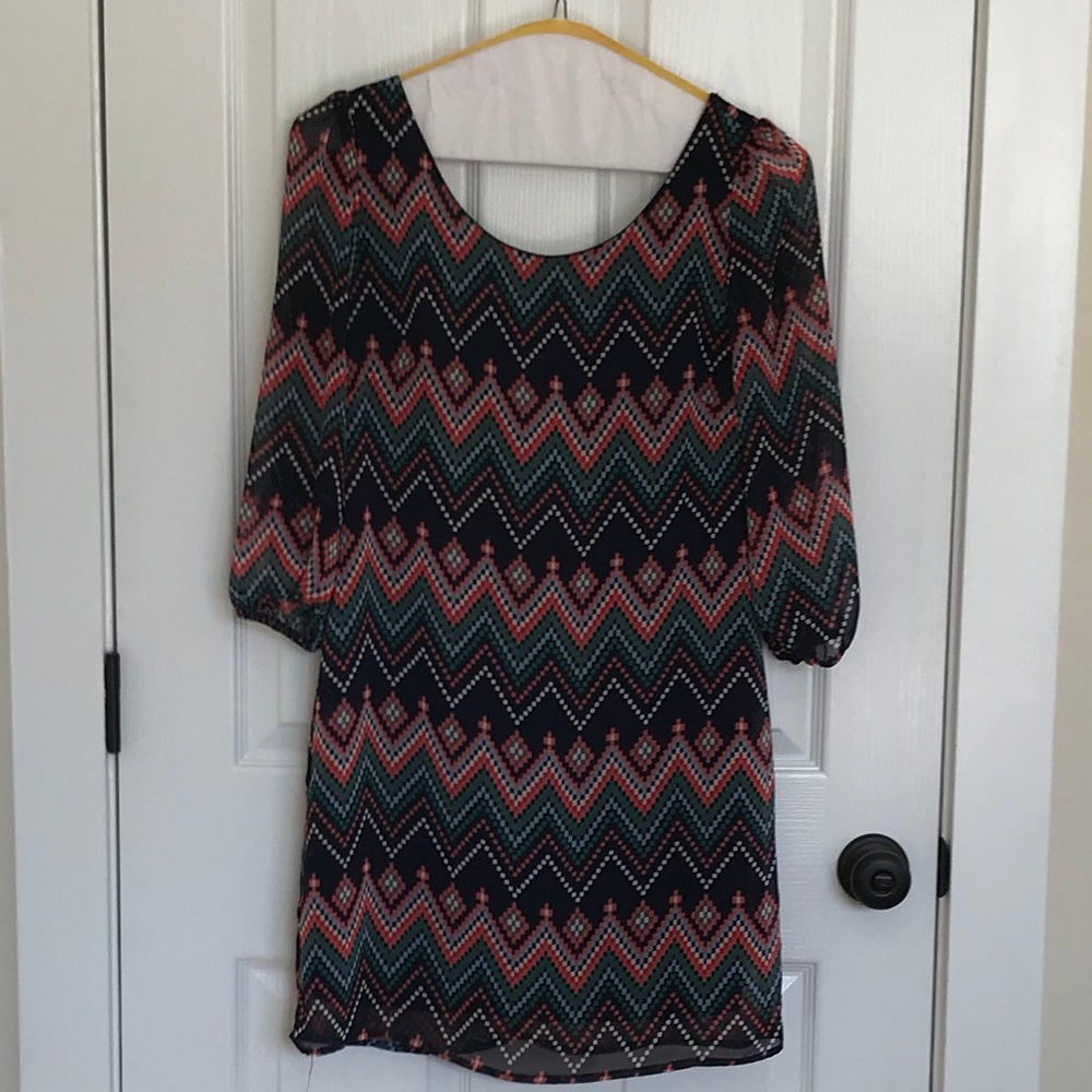 Navy chevron shift dress