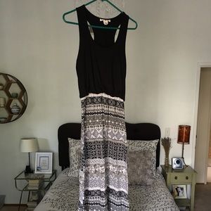 Black Grey White Maxi Dress with Pattern