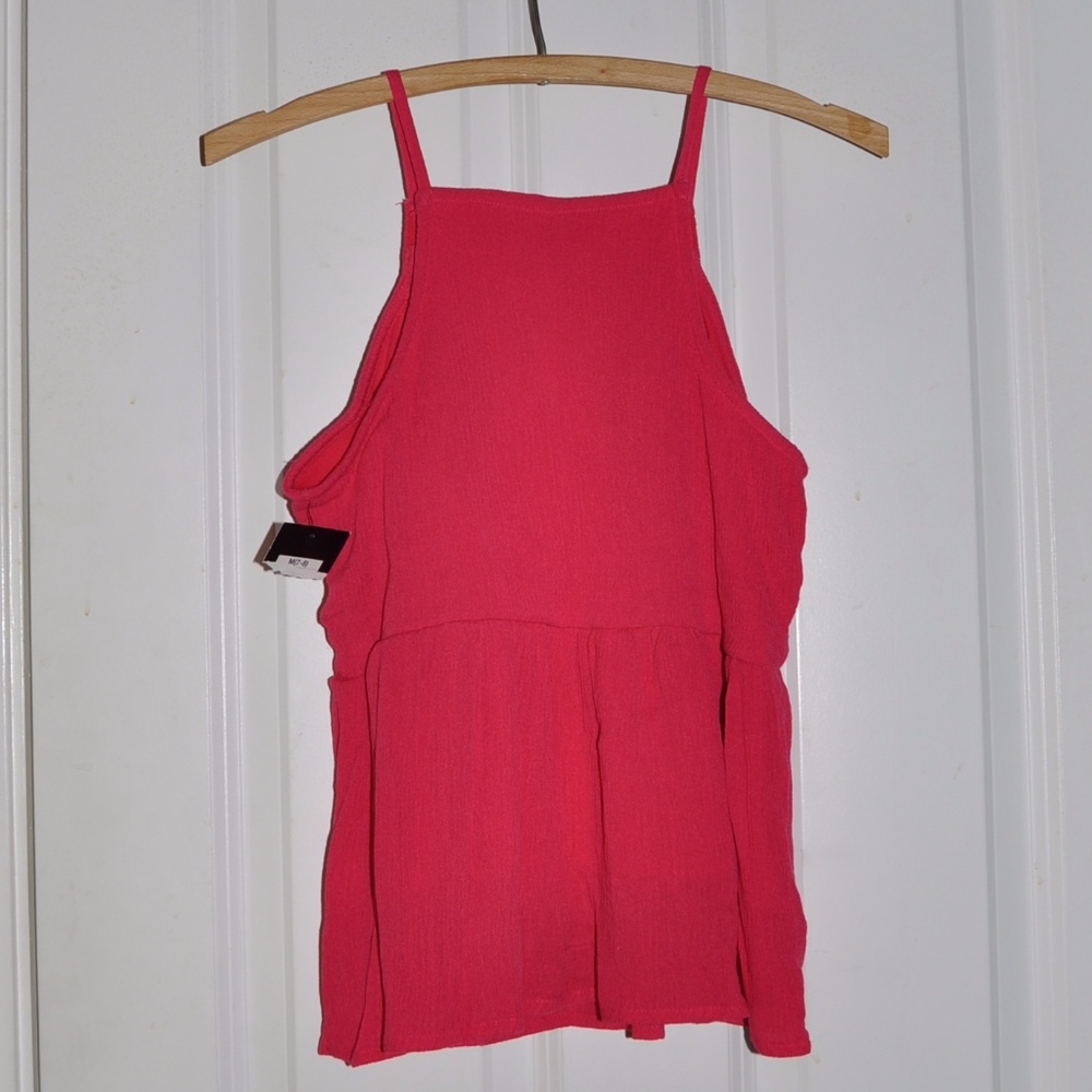 New ART CLASS Raspberry Floral Gauze Tank - Picture 5 of 6