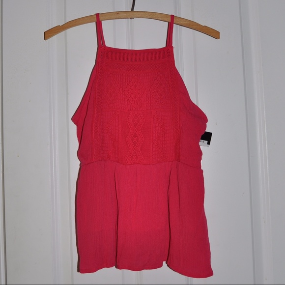 New ART CLASS Raspberry Floral Gauze Tank - Picture 4 of 6