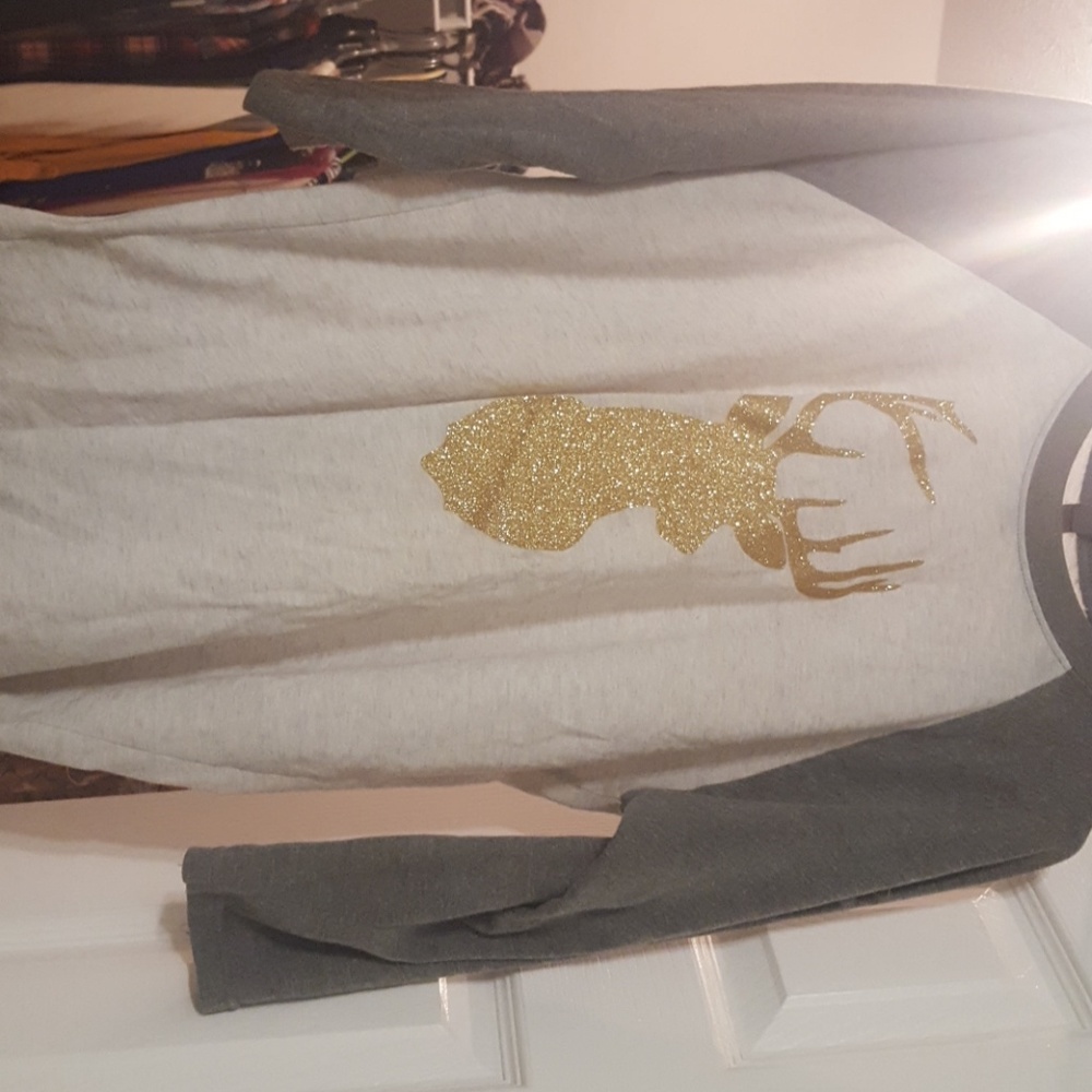 Glitter deer raglan