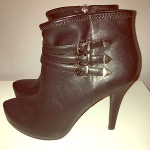 BCBG Black Leather Booties