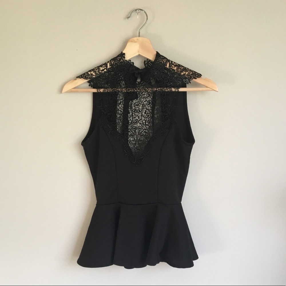 Arden B Black Peplum Top