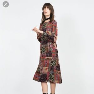patchwork midi dress