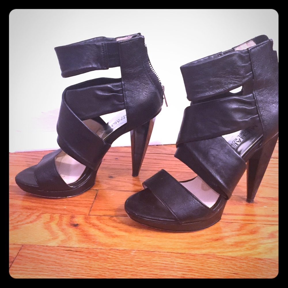 Michael Kors black strappy high-heeled sandals