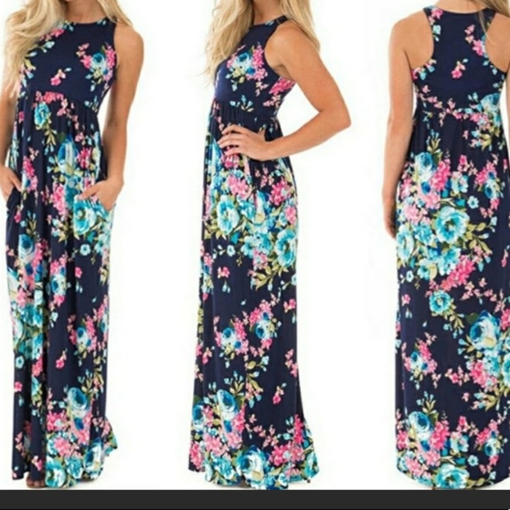💐Pocket Racerback Floral Maxi Dress💐
