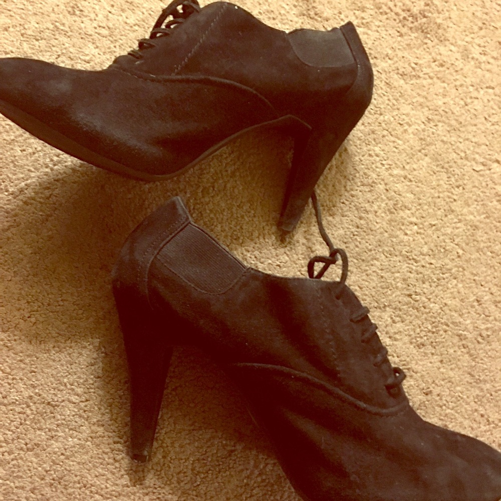 Black Suede Round Toe Booties