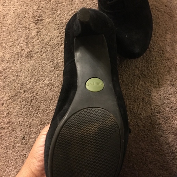 Black Suede Round Toe Booties - Picture 3 of 8