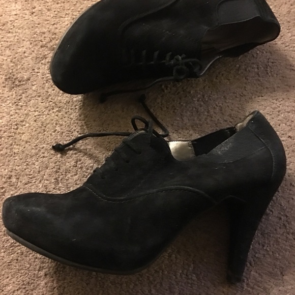 Black Suede Round Toe Booties - Picture 6 of 8