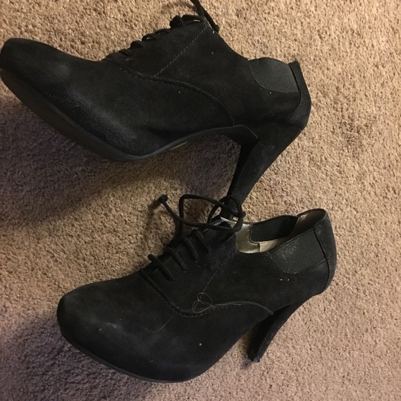 Black Suede Round Toe Booties - Picture 7 of 8