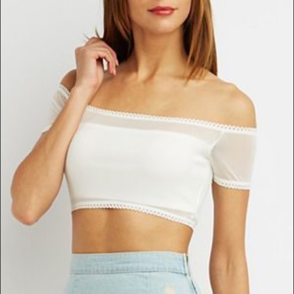 White Mesh Crop Top