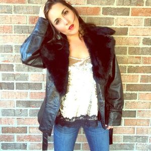 Vintage Leather & Fur Coat