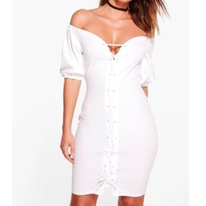 Off the shoulder white dress