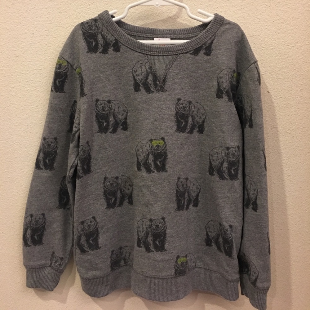Boys Grey Sweatshirt with Bear Print