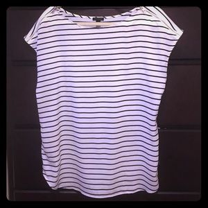 Striped Ann Taylor top with zip shoulders