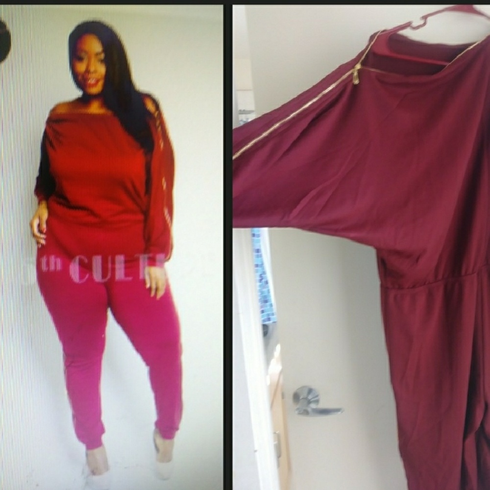 Burgundy and Gold jumpsuit