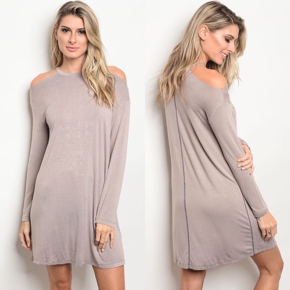 | COLD SHOULDER SHIFT DRESS | - Picture 3 of 5