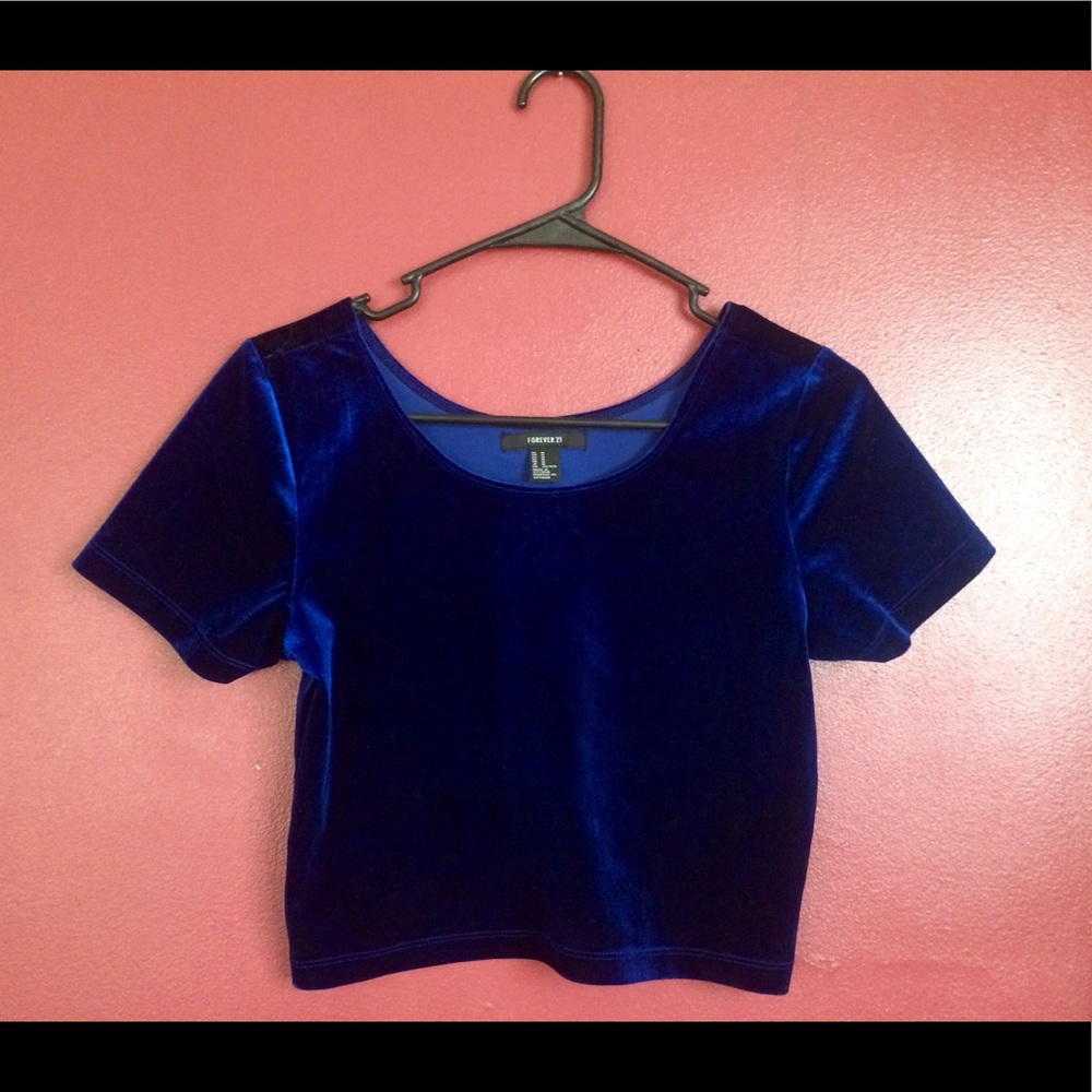 Royal Blue Velvet crop top