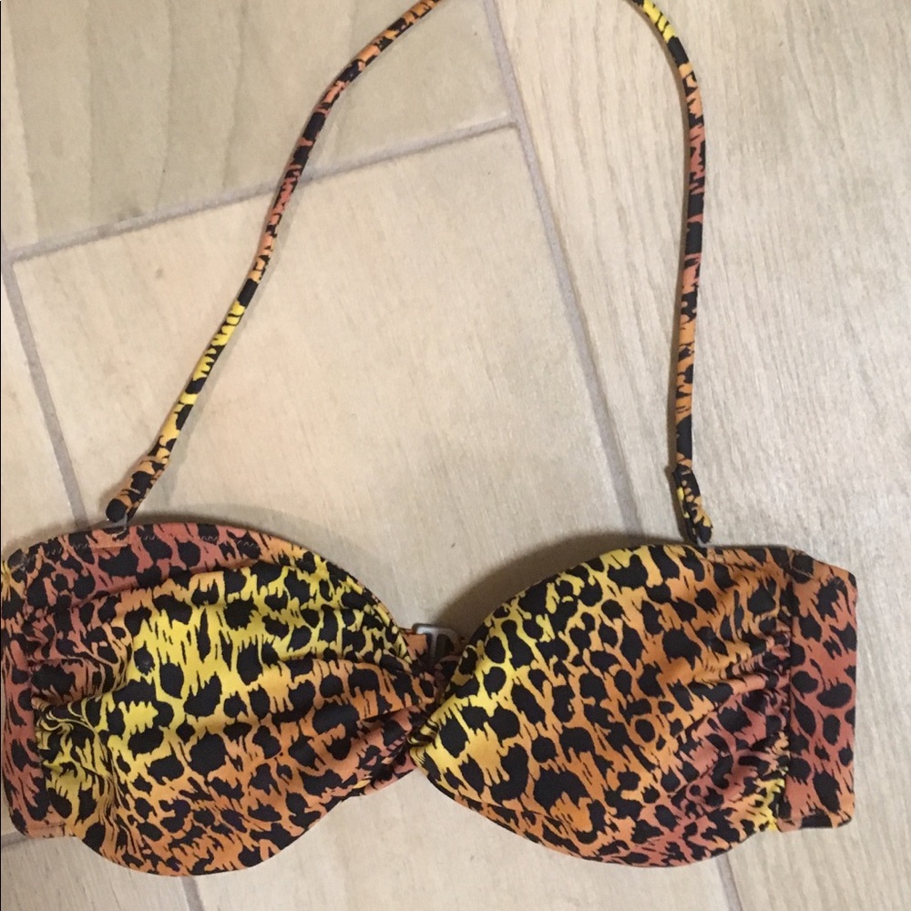 Leopard bandeau multi colored swim top