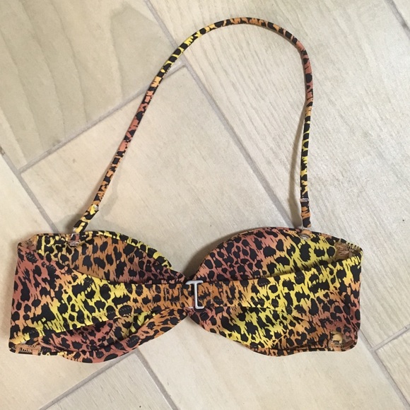 Leopard bandeau multi colored swim top - Picture 4 of 5