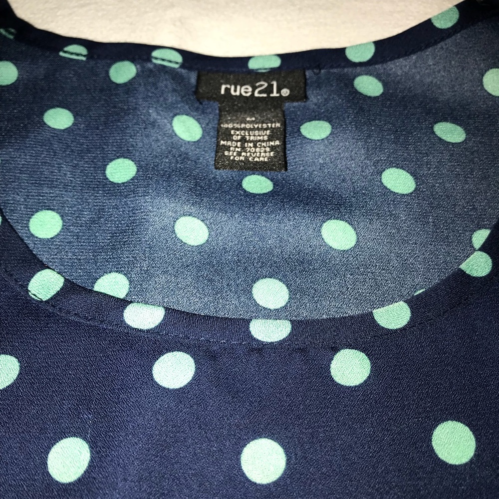 Rue21 Navy and teal blouse - Picture 2 of 2