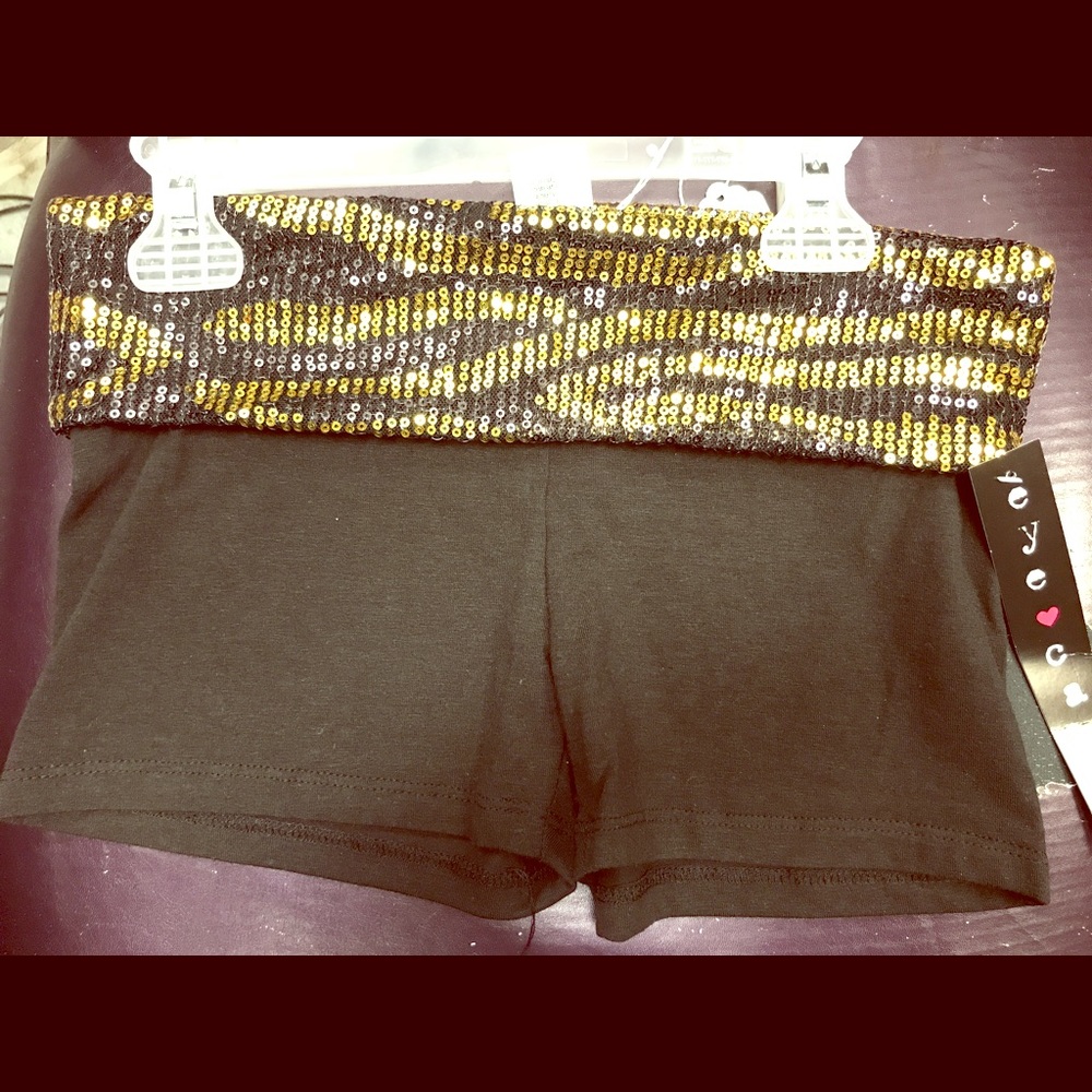 Black and Gold Sequin Booty Shorts