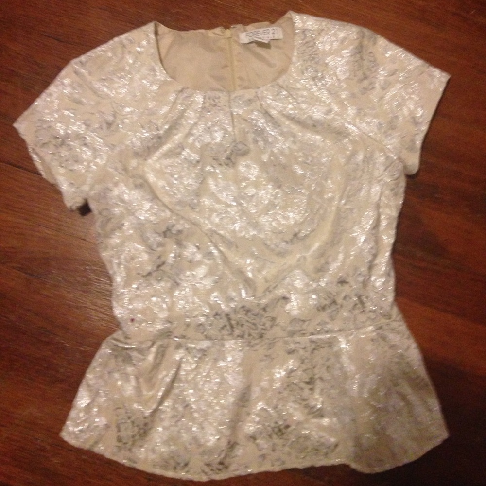 Metallic peplum top