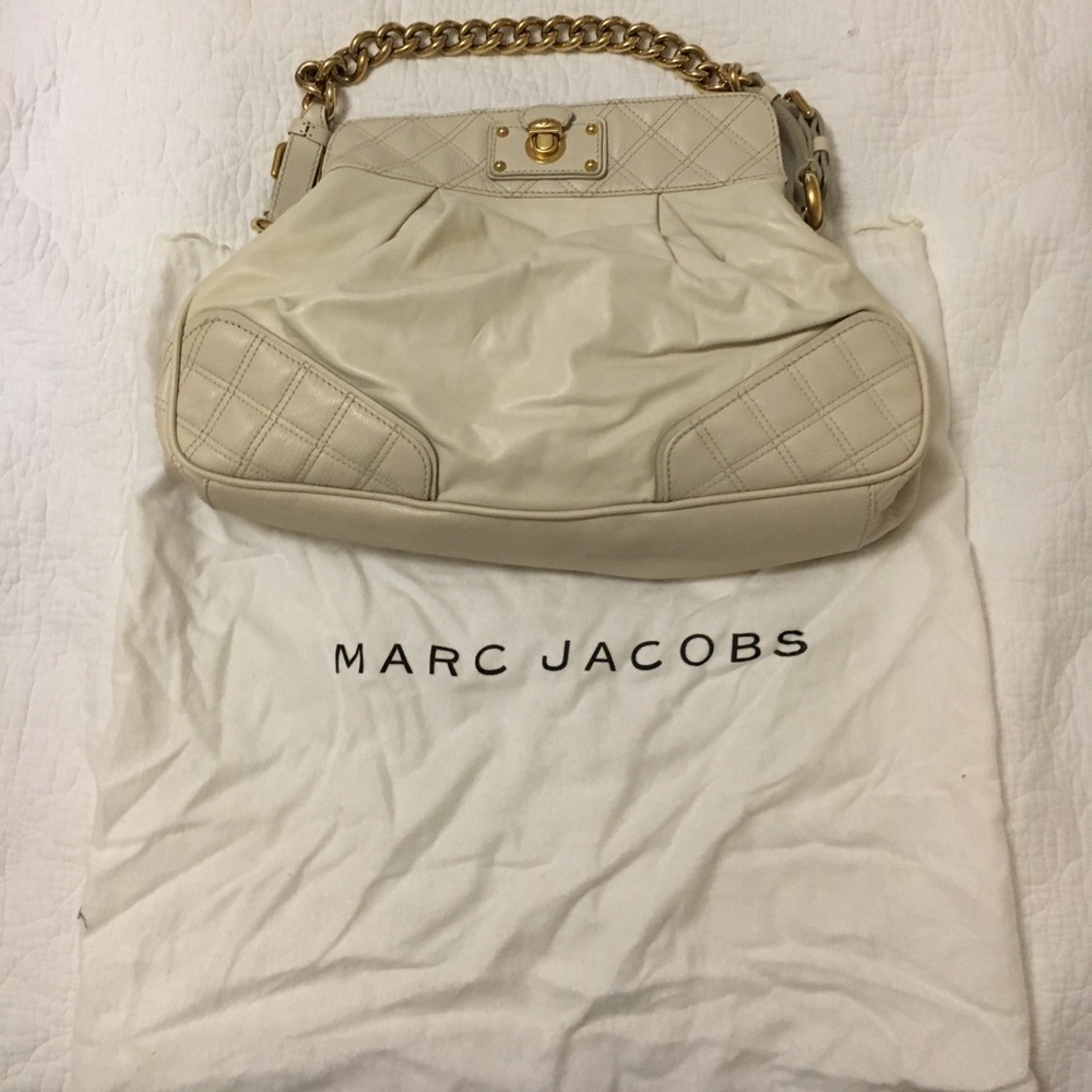 MARC JACOBS hobo ivory leather handbag VINTAGE
