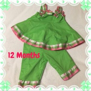 Green and Pink Bow Matching Set Green and Pink Bow Matching Set