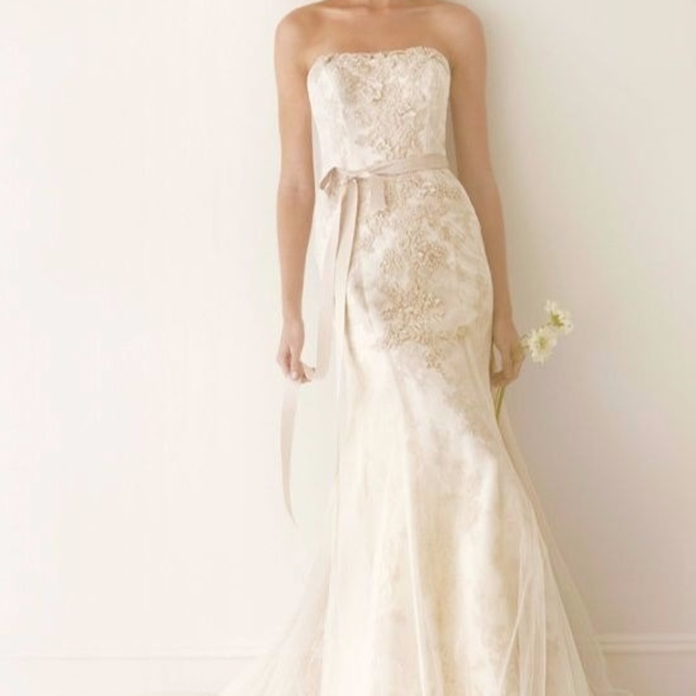Melissa Sweet Lace Wedding Dress with Ruffle Train