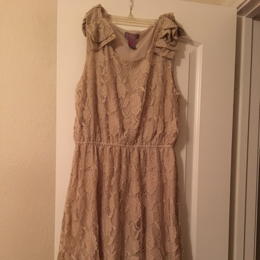 Tan lace dress
