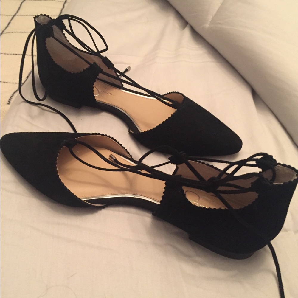 Jessica Simpson Zofie Black Suede Flats - Picture 2 of 8